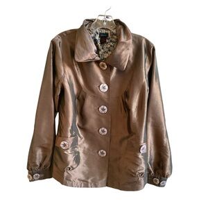 D Studio Bronze Sateen Jacket Embellished Buttons Misses size 10